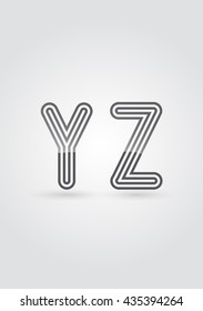 Vector graphic creative line alphabet symbol in a set