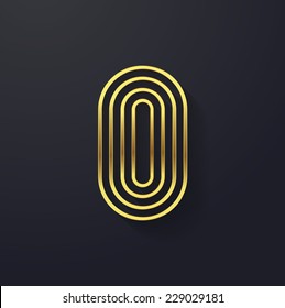 Vector graphic creative line gold alphabet / letter O / symbol