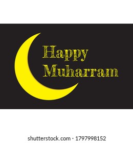 vector graphic of crescent moon. commemorating happy muharram day