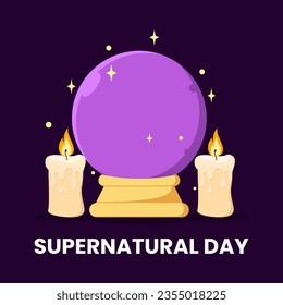 Vector graphic of crystal ball and candle cartoon suitable for supernatural day