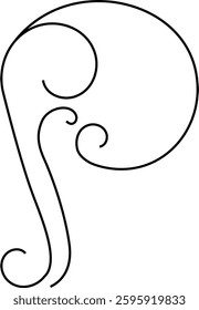 Vector graphic. Curly or calligraphy letter P.
For business card, logo, or visual art.