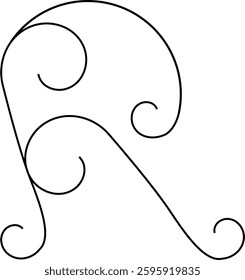 Vector graphic. Curly or calligraphy letter R.
For business card, logo, or visual art.