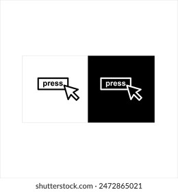 Vector graphic of cursor pointer icon, balck and white