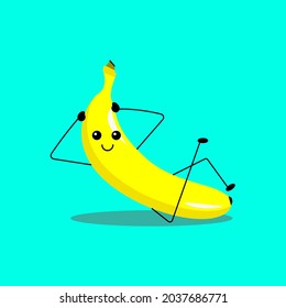 Vector Graphic Of Cute Banana, With Yellow And Blue Color Theme, Perfect To Use For Comic, Article, Blog, etc