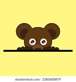 gráfico vectorial de una linda cabeza de oso acechando con ojos brillantes