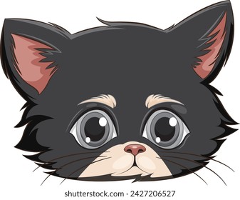 Vector graphic of a cute black and white kitten