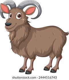 Vector graphic of a cute brown mountain goat