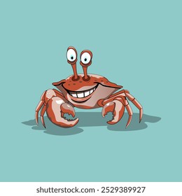 Vector graphic of cute cartoon illustration of crab. This vector is perfect for t-shirt designs, templates, banners, stickers, decorations, wallpapers, and business, etc.
