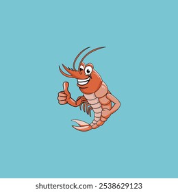 Vector graphic of a cute cartoon shrimp illustration with a thumbs up style. This vector is perfect for wallpapers, t-shirt designs, backgrounds, templates, banners, and advertisements, etc.
