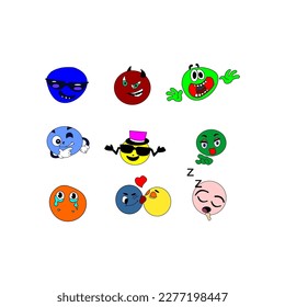 Vector graphic of cute emoticon illustration various expressions this emoticon vector is perfect for avatar sticker wallpaper emoticon whatsapp background and decoration template and mascot etc
