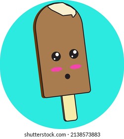 Vector Graphic Of Cute Kawai Ice Cream Mascot Character