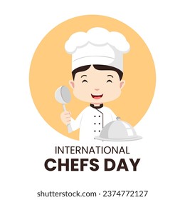 Vector Graphic of Cute male chef or baker cartoon suitable for International Chefs Day