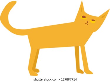 Vector graphic of cute orange kitten over white background