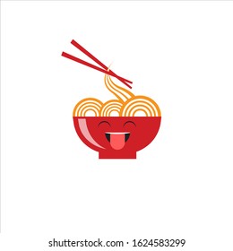 vector graphic of cute ramen cartoon with happy expressions, ramen restaurant mascot, japanese restaurant mascot