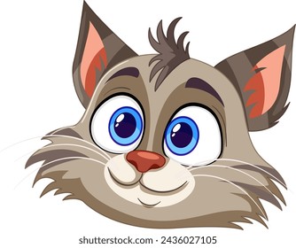 Vector graphic of a cute, smiling cartoon cat