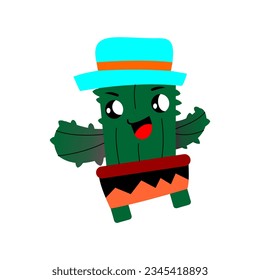 Vector graphic of a cute succulent plant or cactus with a happy face vector illustration. This vector is perfect for background, decoration, education, template, wallpaper, t-shirt design, and poster 