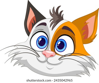 Vector graphic of a cute, whimsical cat face