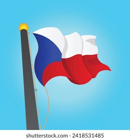 Vector vector graphic of the Czech Republic flag fluttering