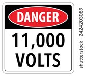 Vector graphic of danger sign indicating a 11000 volt electrical installation