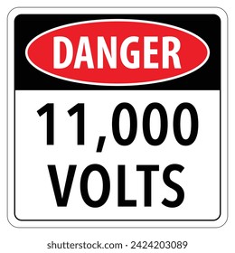 Vector graphic of danger sign indicating a 11000 volt electrical installation