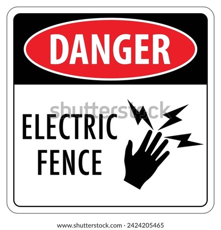 Vector graphic of danger sign indicating an electric fence and electric shock hazard