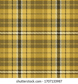 Vector graphic of dark yellow, brown and white gingham cloth background with fabric texture. Seamless fabric texture. Suits for Decorative Paper, Packaging and Gift Wrap. No gradient. No transparent.