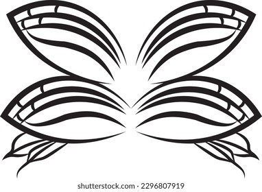 Vector graphic decorative art butterfly wings line