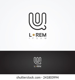 Vector graphic decorative design alphabet / letter U / symbol
