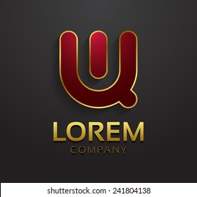 Vector graphic decorative design alphabet / letter U / symbol