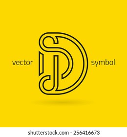Vector graphic decorative design alphabet / letter D / symbol 
