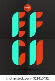 Vector graphic decorative design letters in a set in negative color