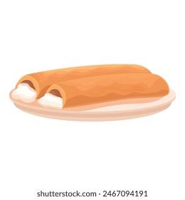 Vector graphic of a delicious cannoli dessert, isolated on a white background