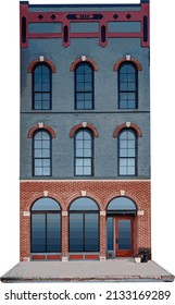 Vector graphic depicting the architectural detail of a turn of the century building facade.