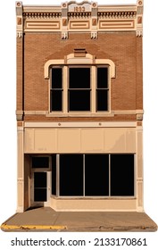 Vector graphic depicting the architectural elevation of a building facade.