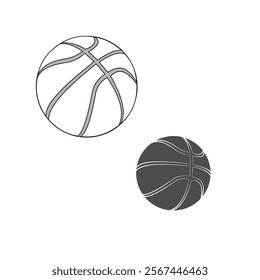 Vector graphic depicting basketballs with simple, clean lines. Ideal for modern designs, posters, and promotional materials.