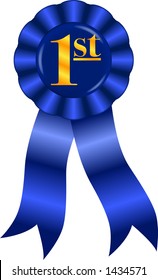 Vector Graphic Depicting A Blue Ribbon Award For First Place