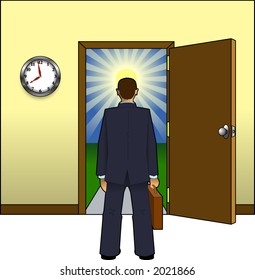 vector graphic depicting the business concept: doorway to opportunity