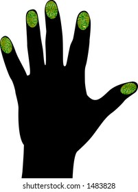 vector graphic depicting concept of individual identification (circuit boards as fingerprints)