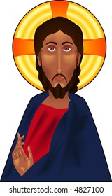 vector graphic depicting a contemporary Jesus Christ icon