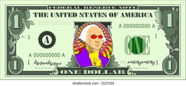 vector graphic depicting a dollar bill parody (Cool George)