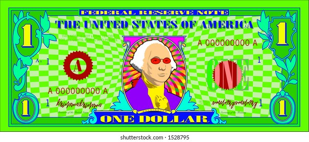 vector graphic depicting a dollar bill parody (Funny Money)