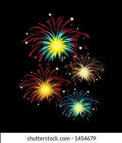 vector graphic depicting a fireworks display