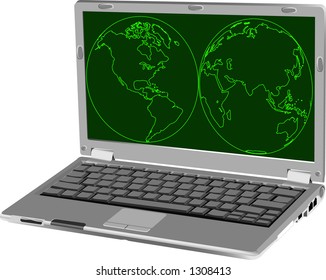 vector graphic depicting a laptop computer (concept: world-wide web)