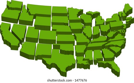 vector graphic depicting a map of the U.S. with separate individual states