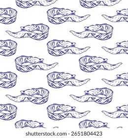 Gráfico vetorial representando uma enguia predadora marinha nadando em recifes de água salgada. Esta arte detalhada enfatiza a conservação e a vida aquática natural em ambientes oceânicos.
