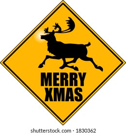 vector graphic depicting a "reindeer crossing" road sign
