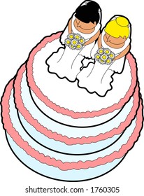 vector graphic depicting a stylized wedding cake (woman - woman)