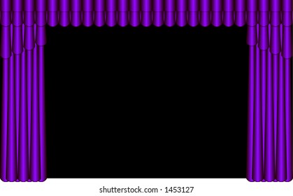 vector graphic depicting a theater stage and curtain