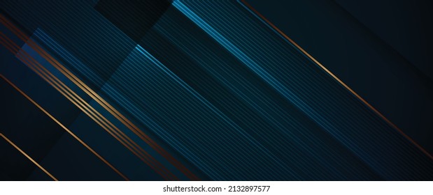 Vector graphic design, abstract modern technology, futuristic concept. Illustration art, geometric shape, light gold color, line pattern with blue and black colours background for banner, template