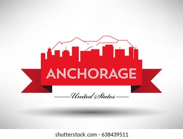 Vector Graphic Design of Anchorage City Skyline